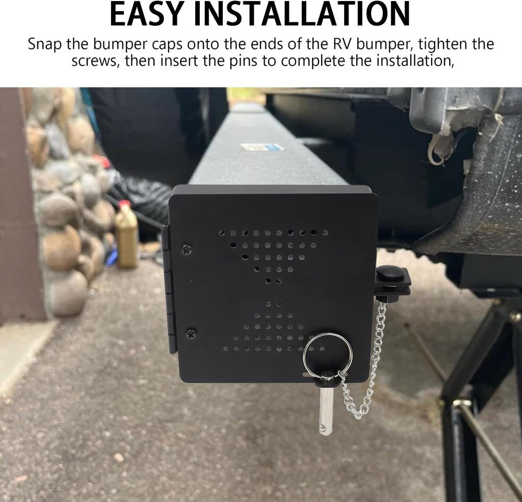 RV Bumper Cap Cover,RV Bumper Plug End Cap,Square Bumper Caps for RV,Fits Standard RV 4inch Square Bumpers, Black-2pack