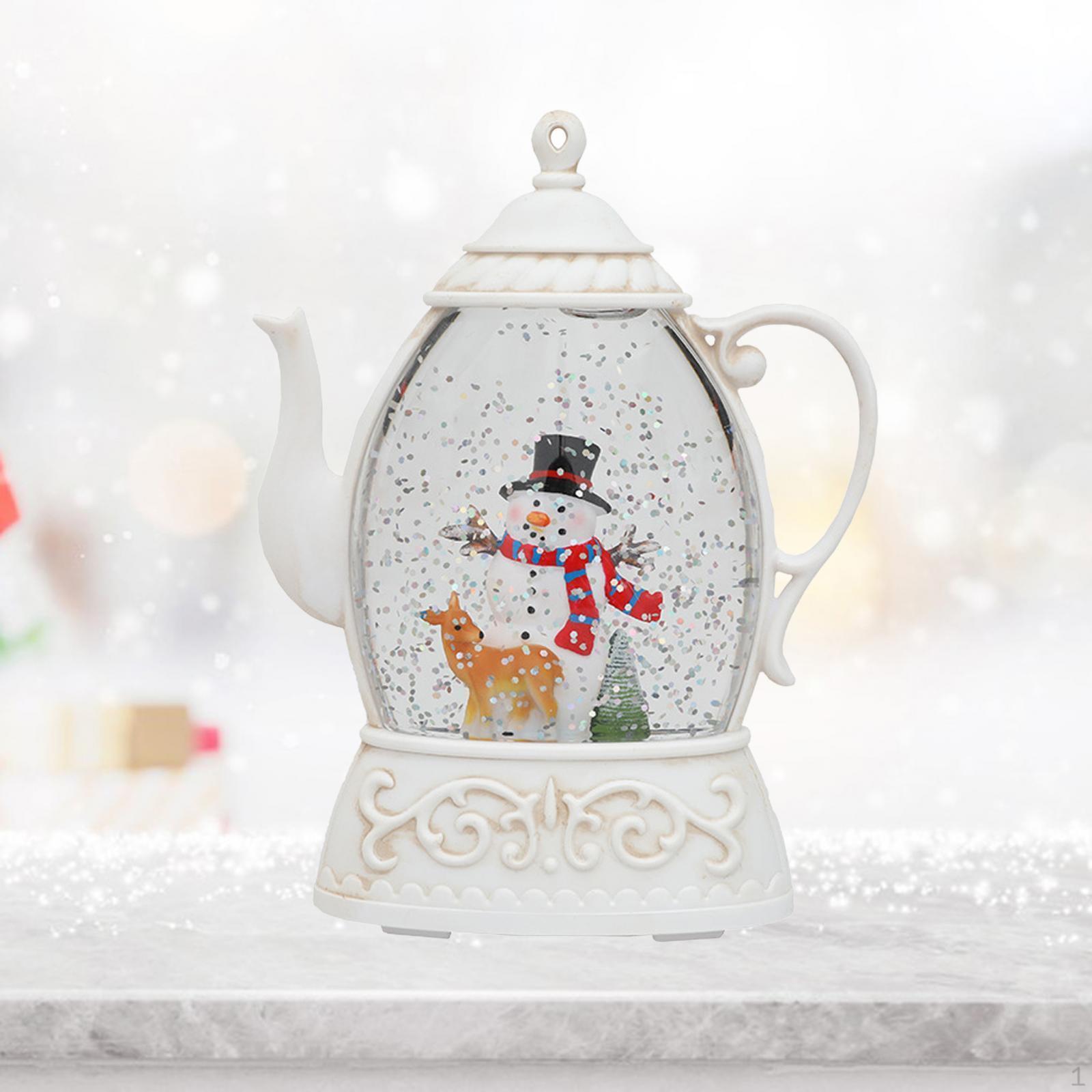 

Рождественская декоративная настольная лампа в форме чайника, центральный элемент в форме воды, праздничный подарок для офиса белый