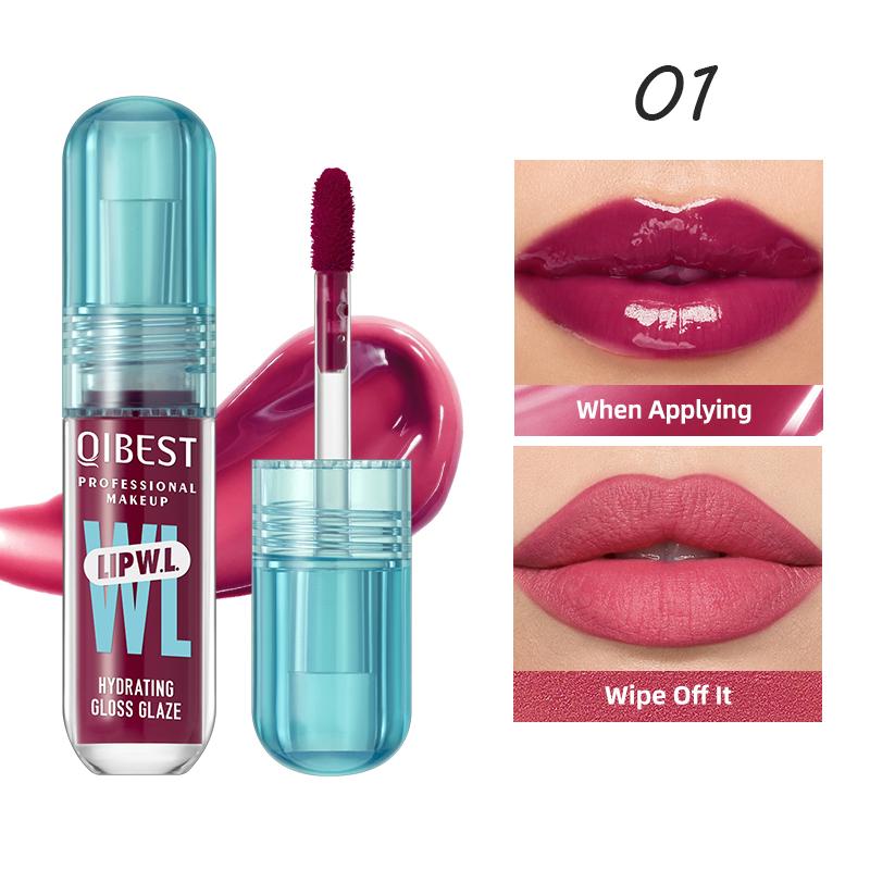 Brillo de labios de espejo, hidratante, ligero, no graso, brillo duradero, antiadherente para taza, 1 ud