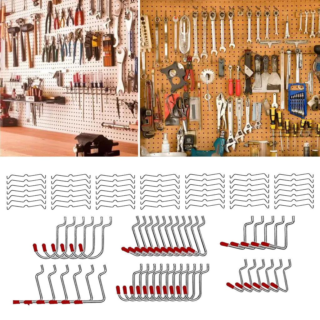 Multipurpose 114pcs Pegboard Hook Set with Sturdy Metal Bins for Organizing Tool Craft Supplies and Power Equipment