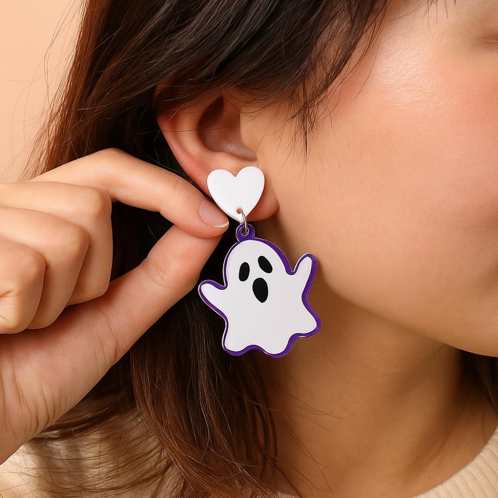 Bat Halloween Earrings Spider Pumpkin Dangle Earrings Fashion Cute Ghost Ear Studs Gift