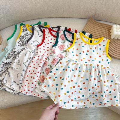 Fashion Printed Sleeveless Girls Dress Newborn Princess Dress Baby Girls Clothes Baby Girl Leisure Dress Baby Clothing