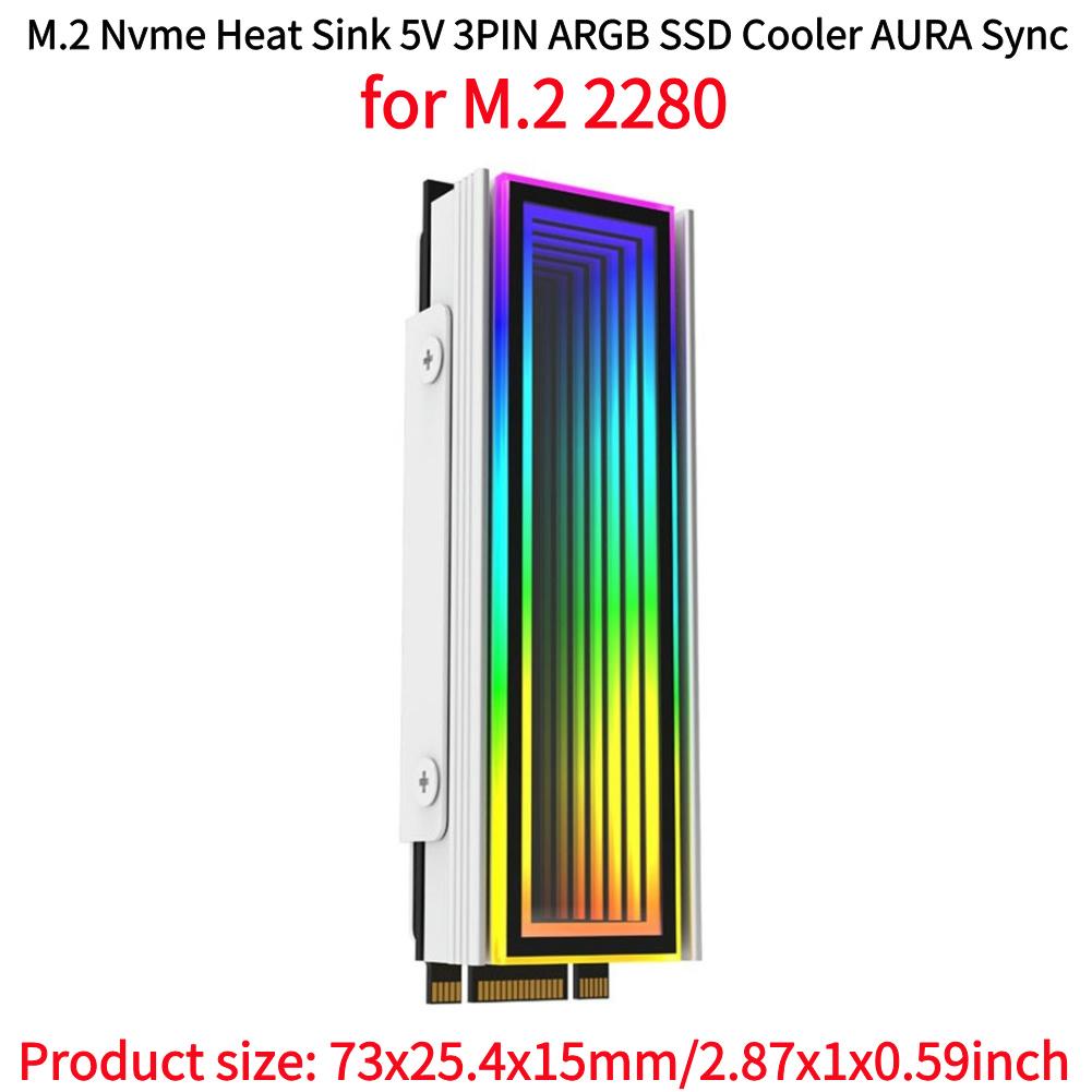 

M.2 2280 SSD Радиатор Охладитель с Термосиликоновой Прокладкой 5V 3-контактный ARGB Охладитель SSD Встроенный Вентилятор Радиатор M.2 для M.2 2280