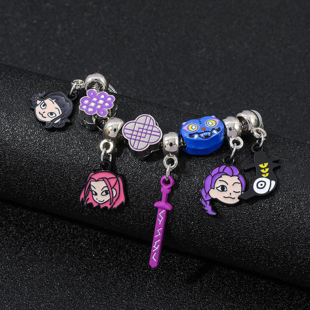 Huntrix Anime Bracelet, Cartoon Character Charm Chain, Cute Zinc Alloy Jewelry for Girls and Boys, Kawaii Accessory Gift
