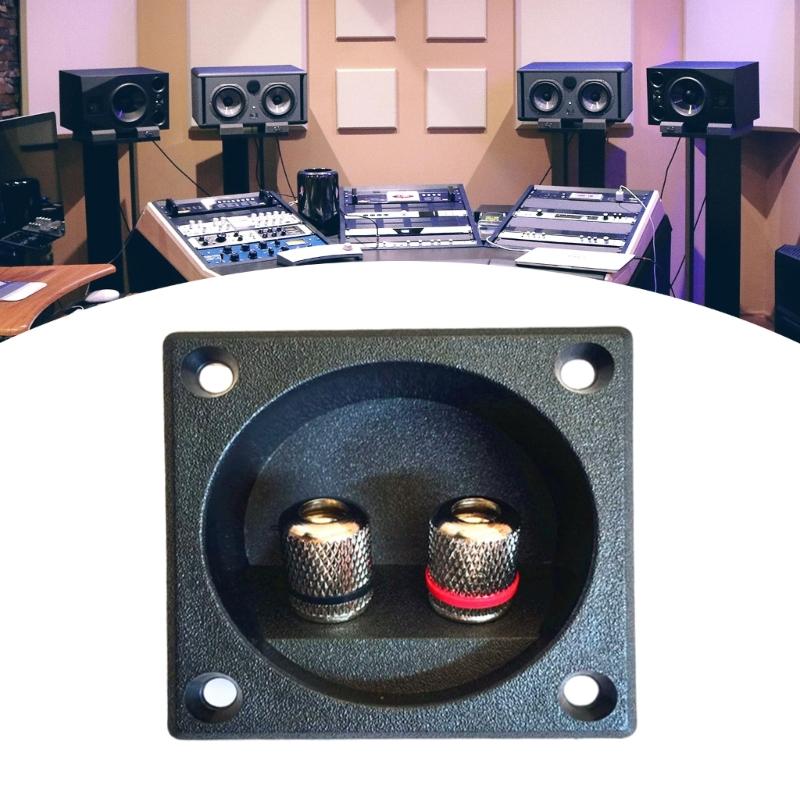 Silver Coppers Speaker Terminals Connectors Square Box with 2 Banana Gildeds Subwoofer Stereoes Plug Spring Cup Connection