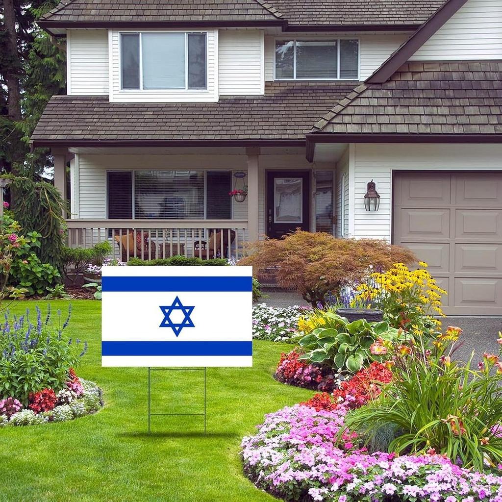 Israel Yard Lawn Sign 12x18 Inch International Flags Sailing Funny Yard Signs with Stakes for House Engagement Lawn Yard Decorations