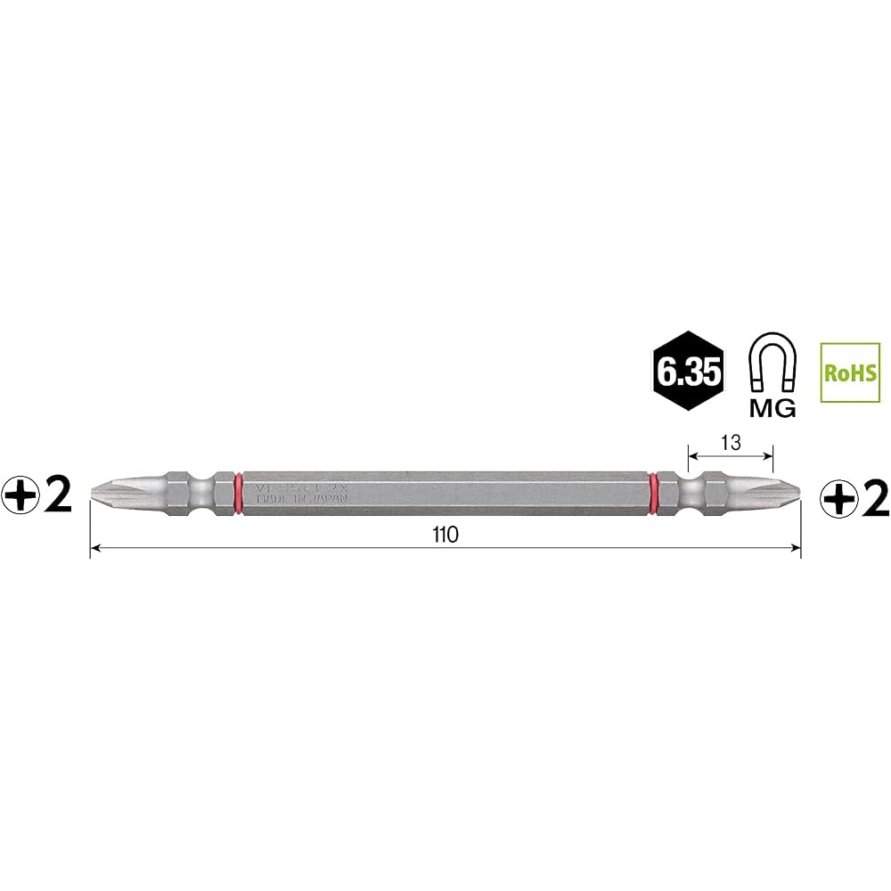 VESSEL (VESSEL) 40V Compatible Problem Solver Bits, Double Headed Bits, +2 X 110, Set of 5, DC5P2110