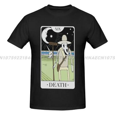 Camiseta Carta de Tarô Morte Aventura Desenho Animado Novidade Algodão Puro Camiseta Gola Redonda Manga Curta Camiseta Ideia de Presente Roupa