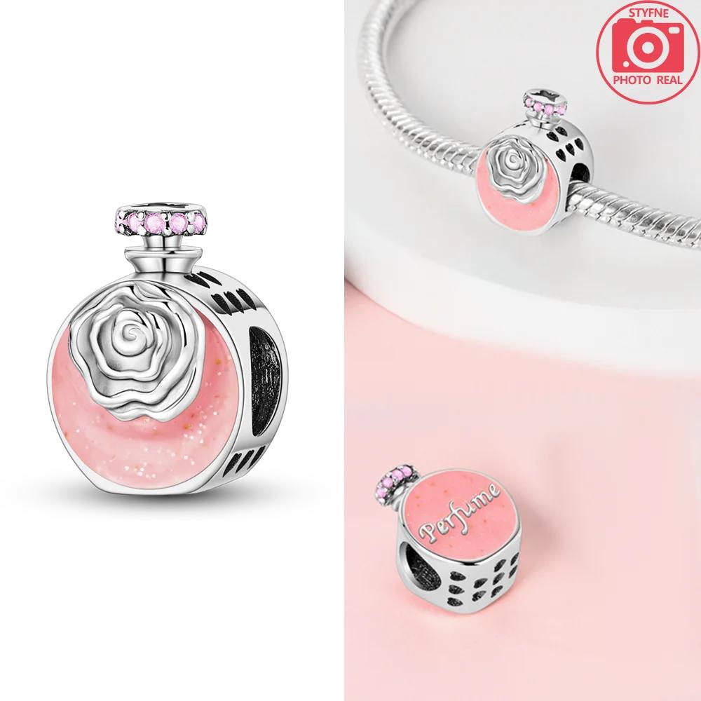 Cute Lovely Butterfly Perfume Girl Dangle Original Pink Charms Charms Beads Fit Bracelet Pendant Making For Woman Jewelry Gift
