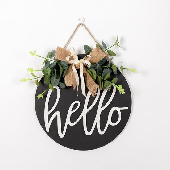 Welcome Sign, with Flower Decor Wear-Resistant Wreath, Front Door Welcome Wreath for Family Friends Co-Workers Garden Balcony