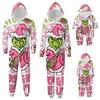 Parent-Noël Imprimé Parent-Enfant Zippé à Capuche Combinaison Homewear