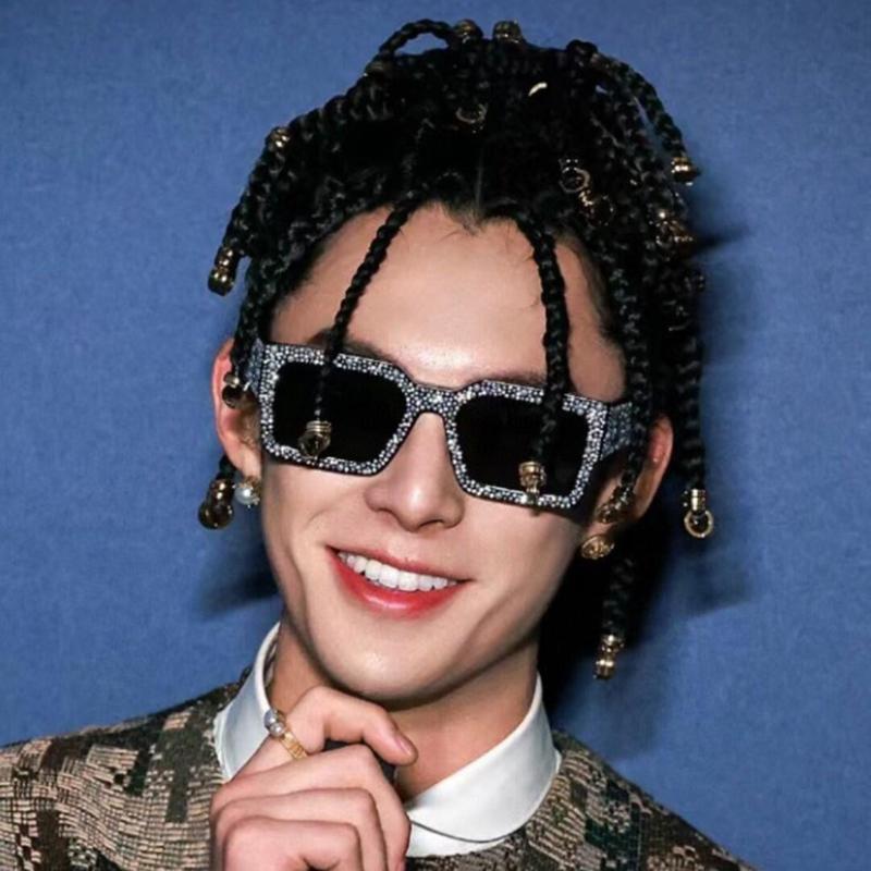 Retro Big Frame Women Square Sunglasses Black Rectangle Cool Men Sunglasses One Piece Designer Sun Glasses for Female Male