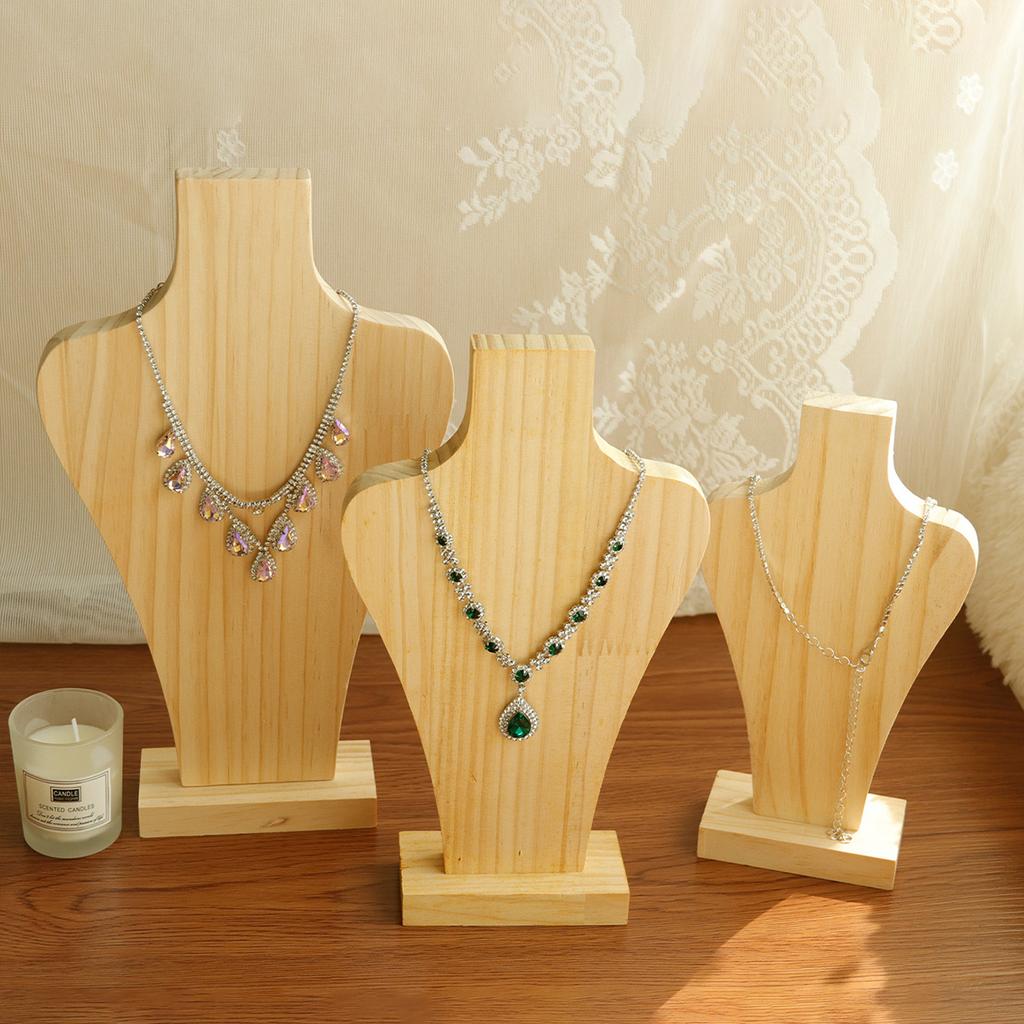 Wood Portrait Necklace Holder Vintage Jewelry Display Stand Counter Necklace Storage Display Rack Women's Jewelry Shelf