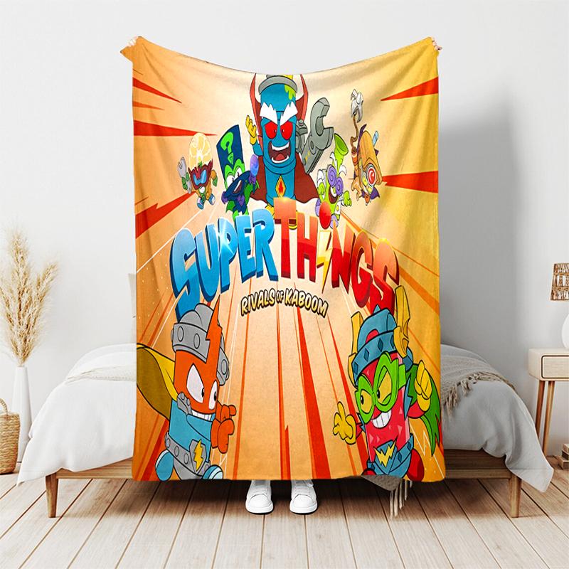 1pc Blanket Superthings3 Print Design, Lightweight Blanket for Sofa, Bed- Soft &Warm, Gift for All Seasons like Christmas, Halloween