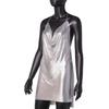 Women Nightclub Backless Metallic Sequin Spaghetti Strap V Neck Halter Split Dress Elegant Party Dress For Evening Wear