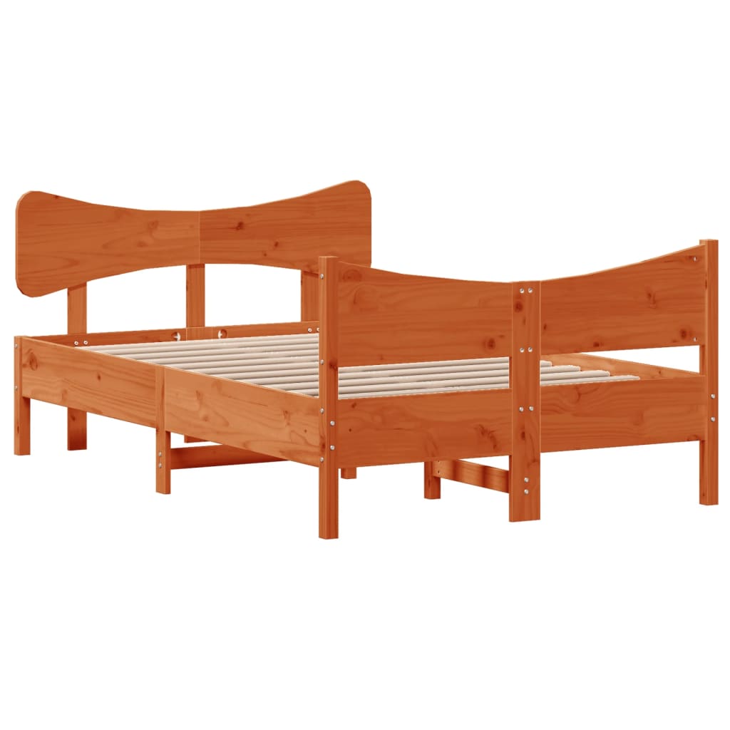 Vidaxl Bed Frame Without Mattress, Waxed Brown, 120X190 Cm, Pine