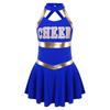Girls Carnival Party Halloween Cosplay Cheerleading Uniform Outfit Sleeveless Crisscross Back Dress