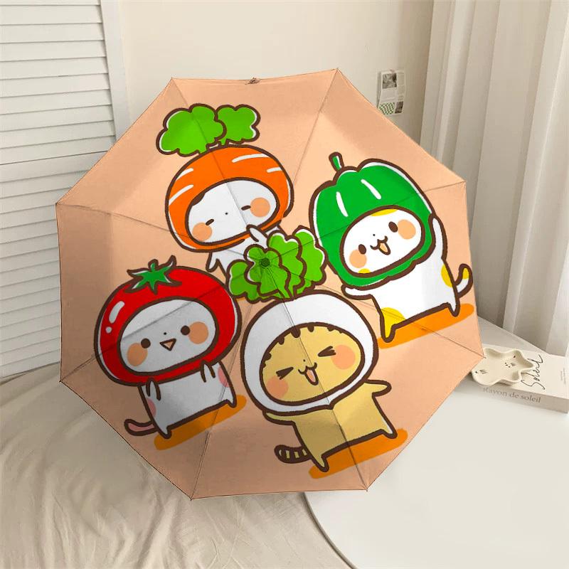 

1PC Vegetable Cat Umbrella-8-Rib Reinforced Portable Folding Travel Suitable for All Seasons Outdoor Daily Use Is an Ideal Choice -F319