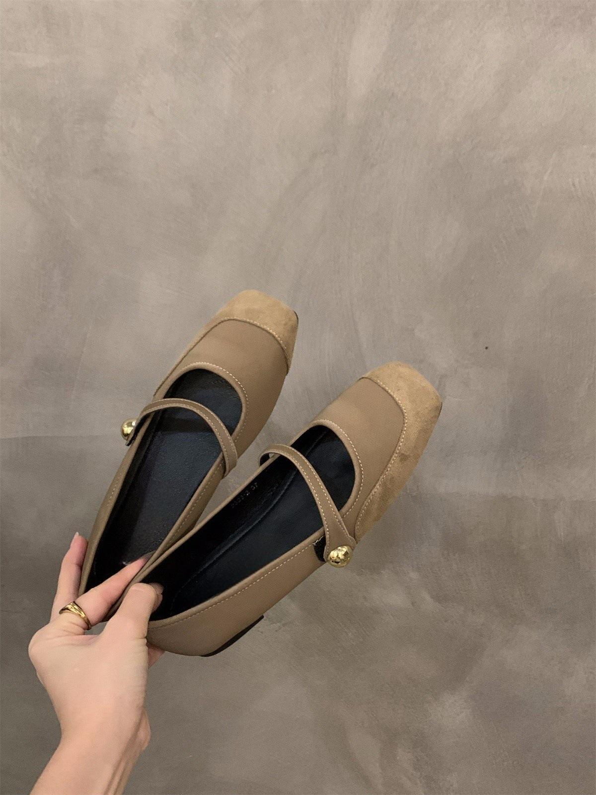 

Плоские туфли Мэри Джейн женские туфли 2025 новая весна и осень красные темпераментные балетки вечерние туфли 40 хаки