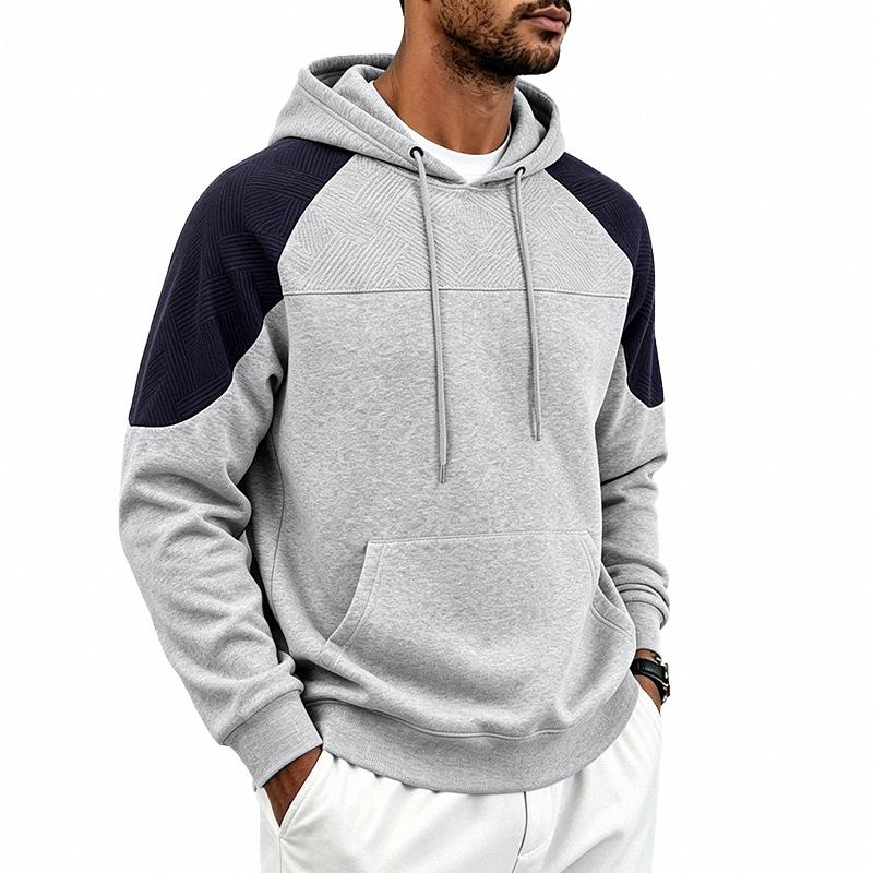 Autumn Winter Heavyweight Hoodie Men Patchwork Knitted Hooded Sweatshirt Loose Casual Pull On Hoodies Man Streetwear Sweatshirts