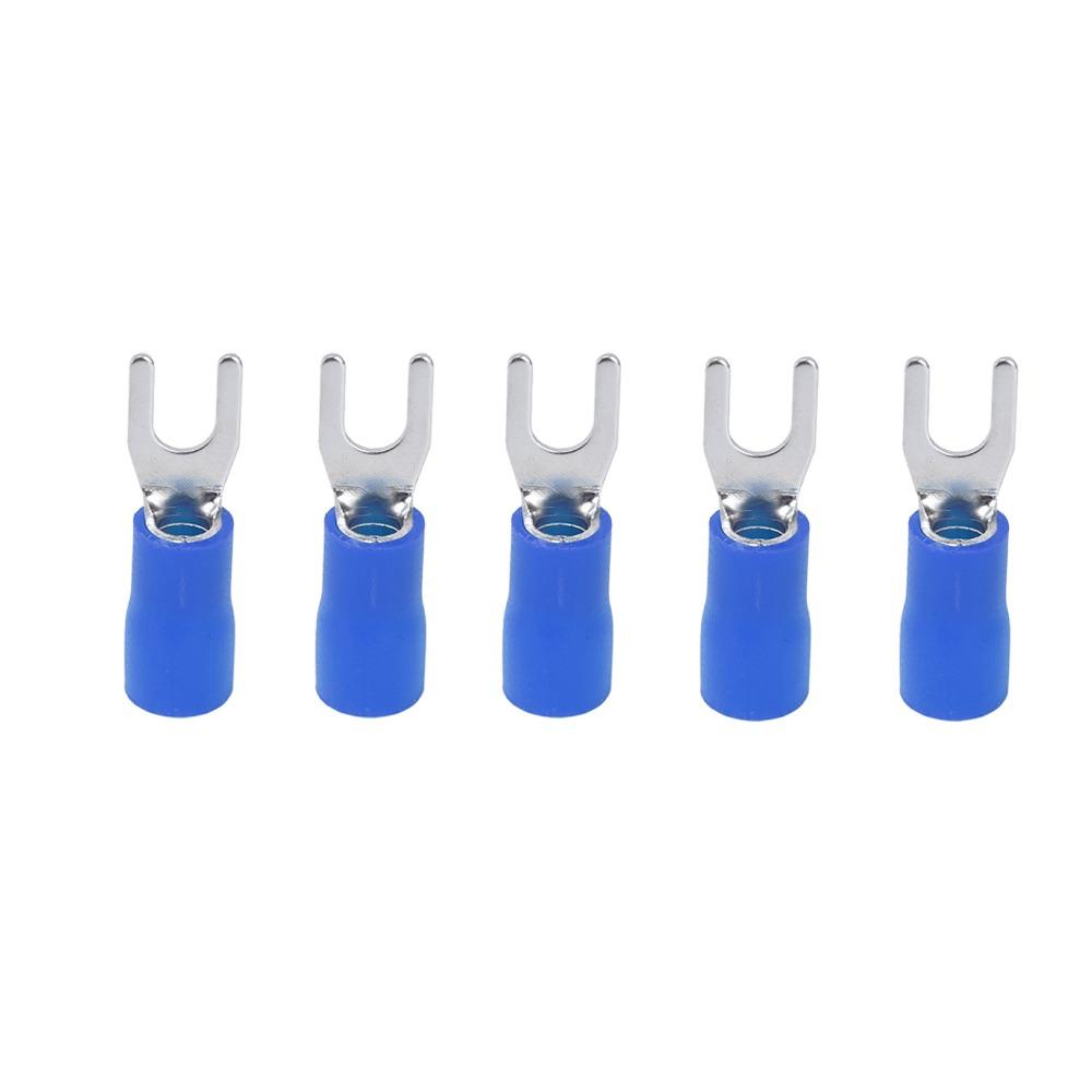 300PCS Durable SV1.25-4 Insulated Fork Spade Terminals Blue PVC Electrical Crimp Terminal Fork Spade Wire Connector Crimping Use