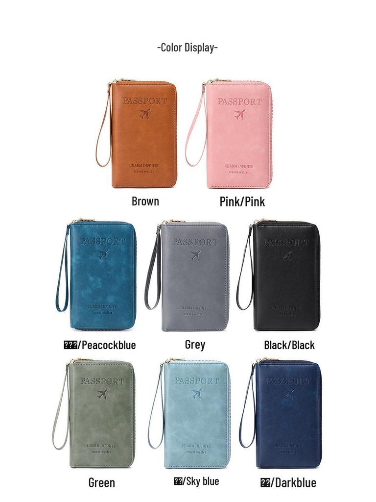 Multifunctional RFID Passport Holder & Travel Wallet with Zipper