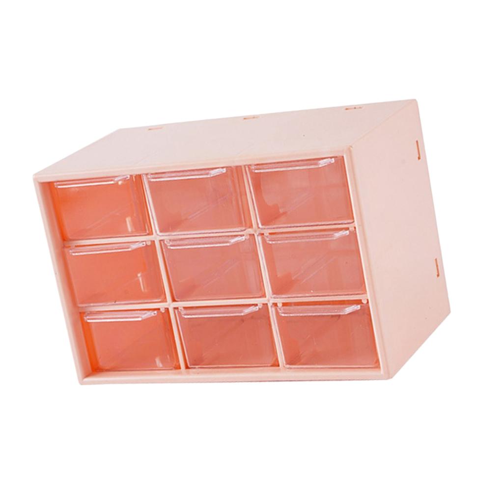 Desktop Storage Box Dust Proof Plastic Multi Purpose with 9 Drawers Desk Stationery Organizer for