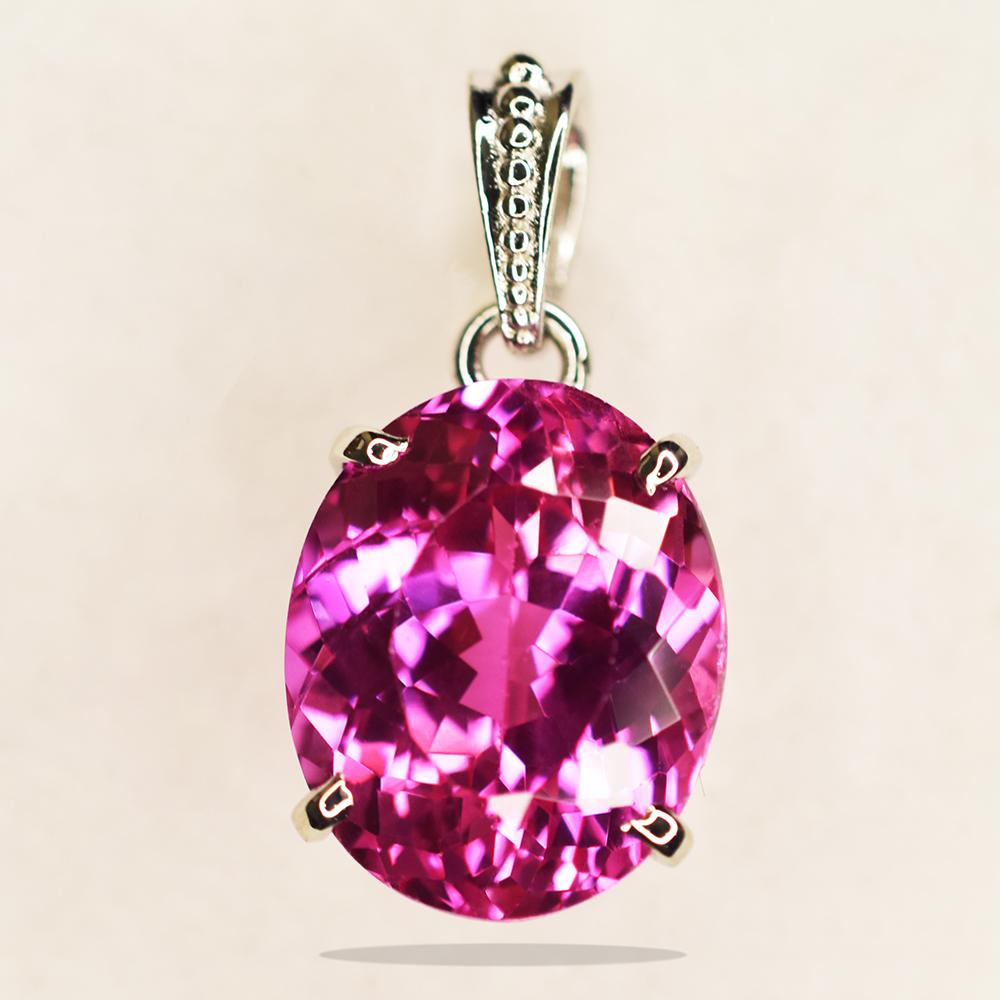 26.95 Ct Pink Tourmaline 925 Sterling Silver Natural Pendant CERTIFIED Gemstone my.pd.19-k