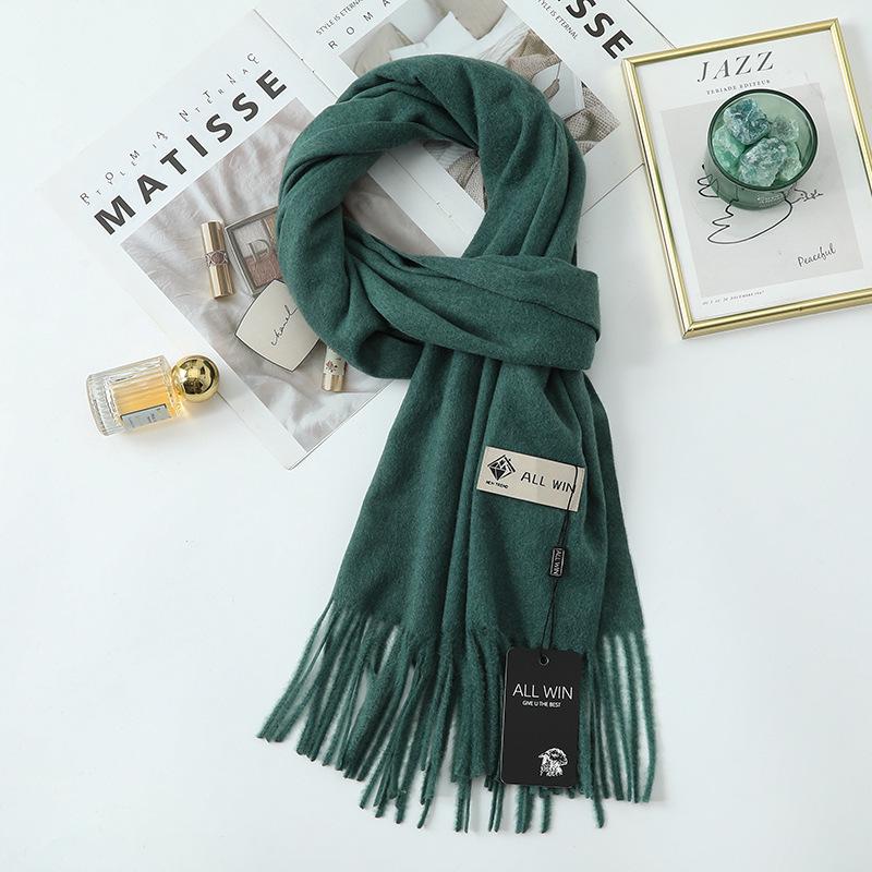High-End Women's Wool Scarf - Cashmere Feel, Solid Color, Autumn/Winter, Unisex Versatile Shawl