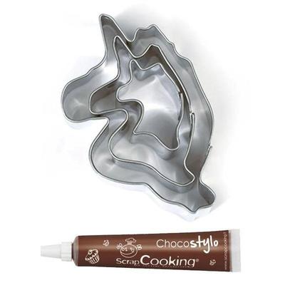Chocolate Pen + 3 Mini Stainless Steel Unicorn Cookie Cutters