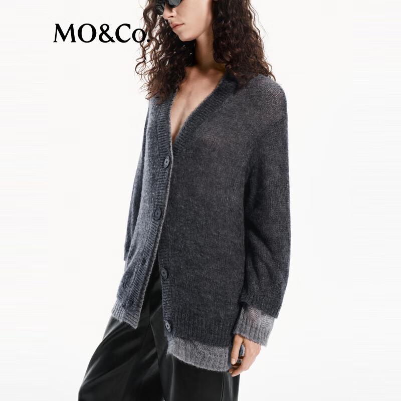 MO&Co. Faux Two-Piece Mohair Wool Blend Cardigan