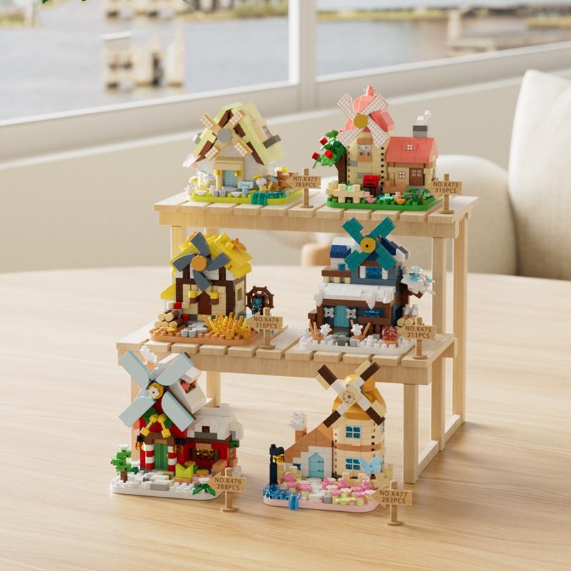 Deep Forest Windmill House Tree House Building Block Street View Building Children's Educational Assembly Toy