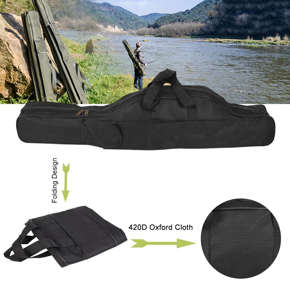 Lansetă de pescuit de exterior, mulinetă, cutie pentru naluci, geantă de depozitare, curea de umăr ajustabilă (Negru 1m)