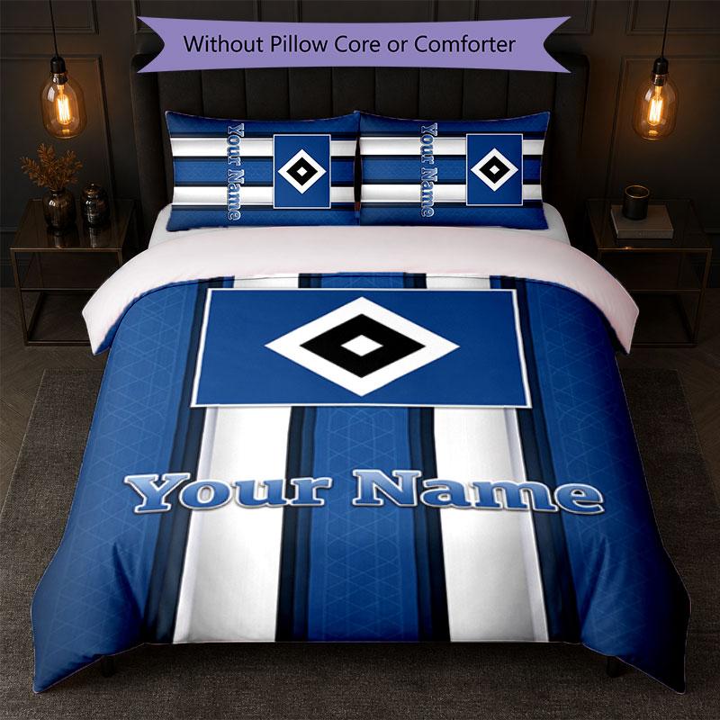 Hamburger SV Custom Name Text Bedding Set 1 Duvet Cover+2 Pillowcases Soccer Logo Personalized Gift For Special Occasion Bedroom Decor