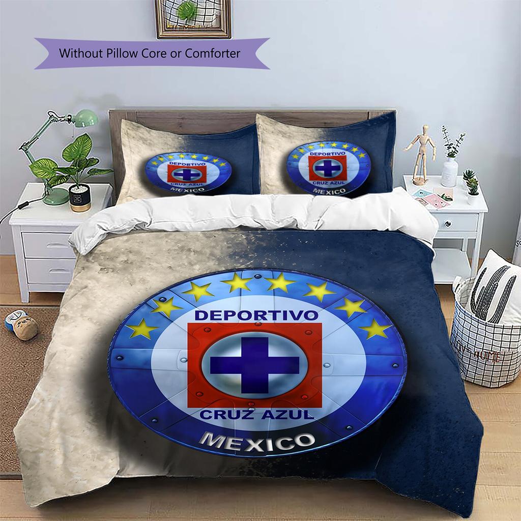 Cruz Azul Pattern Bedding Home Decoration Birthday Gift (1 * duvet cover + 2 * pillowcase, without core)
