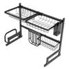 65cm Sink Drying Rack 304 Stainless Steel Kitchen Dish Drainer Storage Shelf Organizer Black