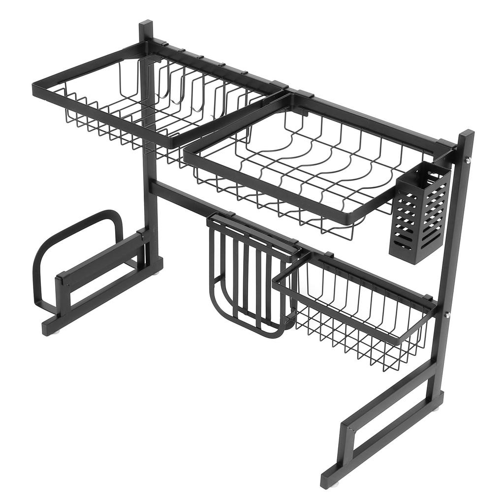 65cm Sink Drying Rack 304 Stainless Steel Kitchen Dish Drainer Storage Shelf Organizer Black