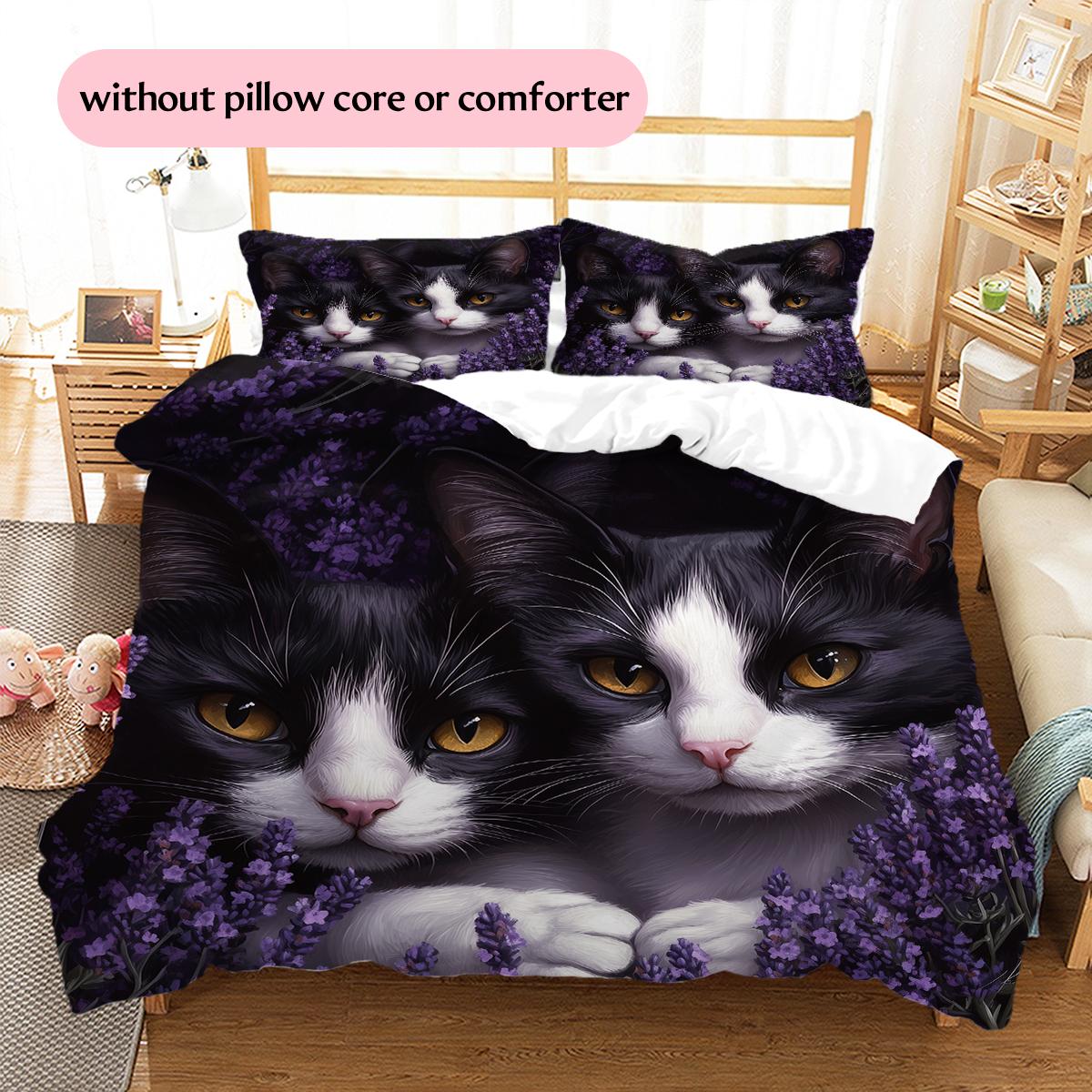 

Beautiful Cow Cat Pattern Bedding Home Decoration Birthday Gift (1 * duvet cover + 2 * pillowcase, without core) 135x200cm
