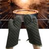 2PCS Canvas +Cotton Oven Mitt Extra Long Thickened Microwave Oven Glove Quilted Anti Scald Heat Insulation Glove