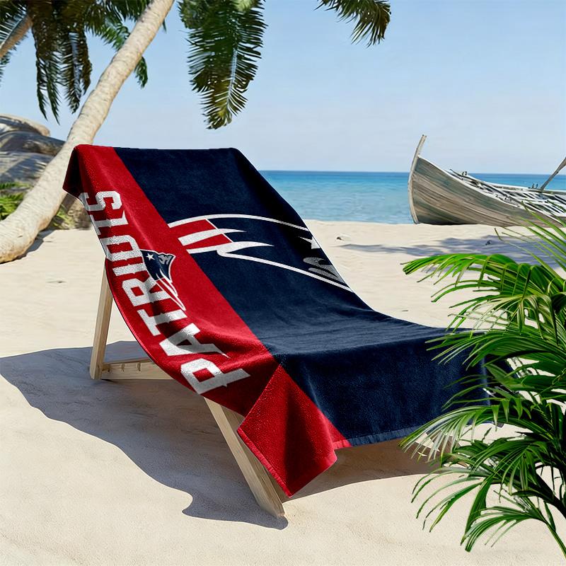 New England Patriots Logo Aufdruck Strandtuch, Großes Weiches Schnelltrocknendes Handtuch für Strand Camping Schwimmen