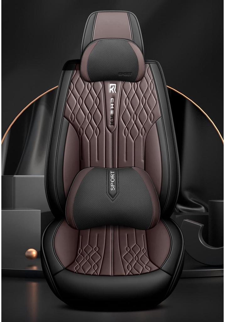 3D Fully Enclosed Leather Car Seat Cushion Cover for Sedans - All-Season Use