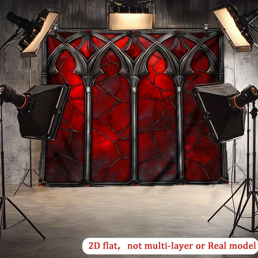 1 piece Gothic red stained glass party background flag - elegant wall decoration
