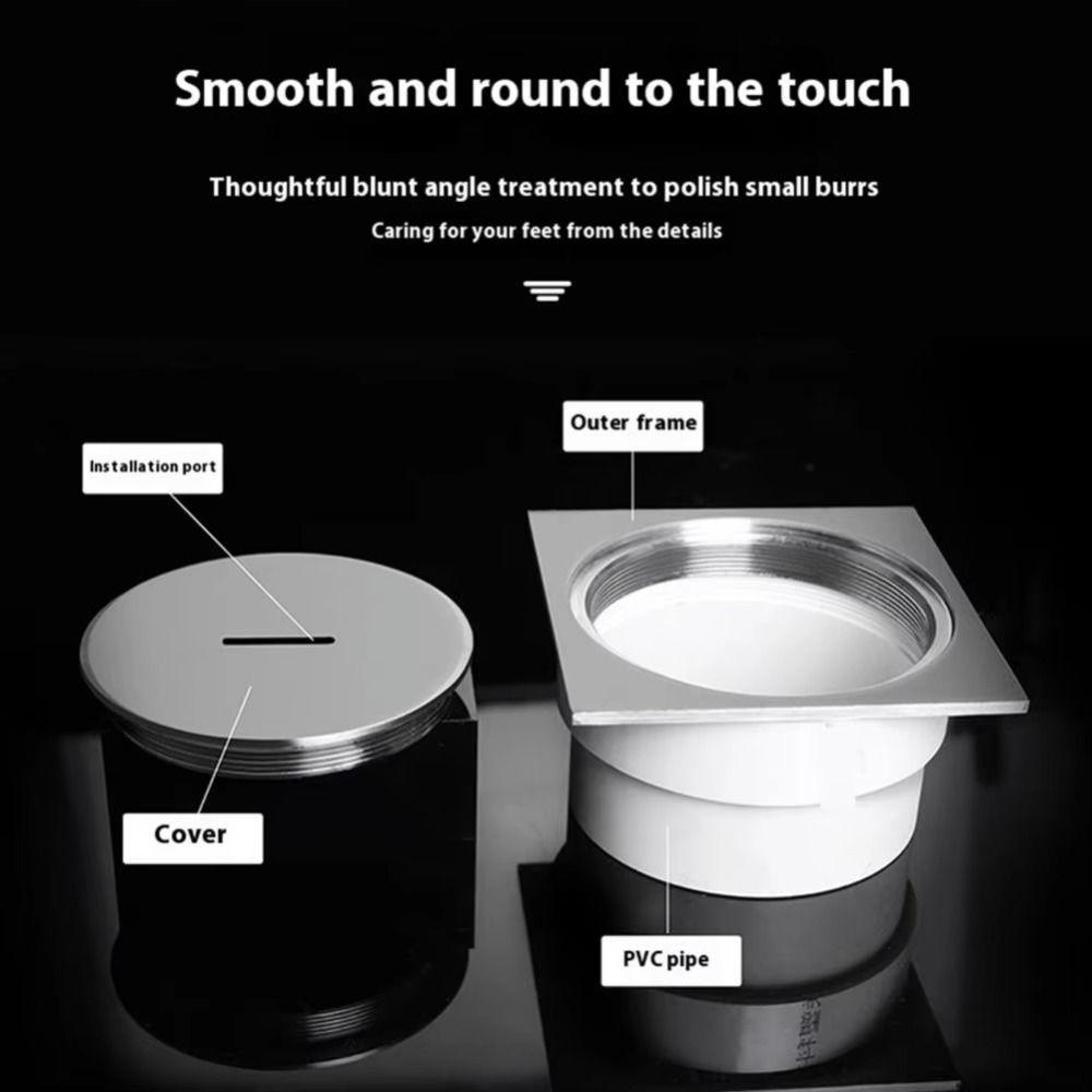 Stainless Steel Square Shower Drain Removable Bathroom Drainage Bathroom Shower Accessories