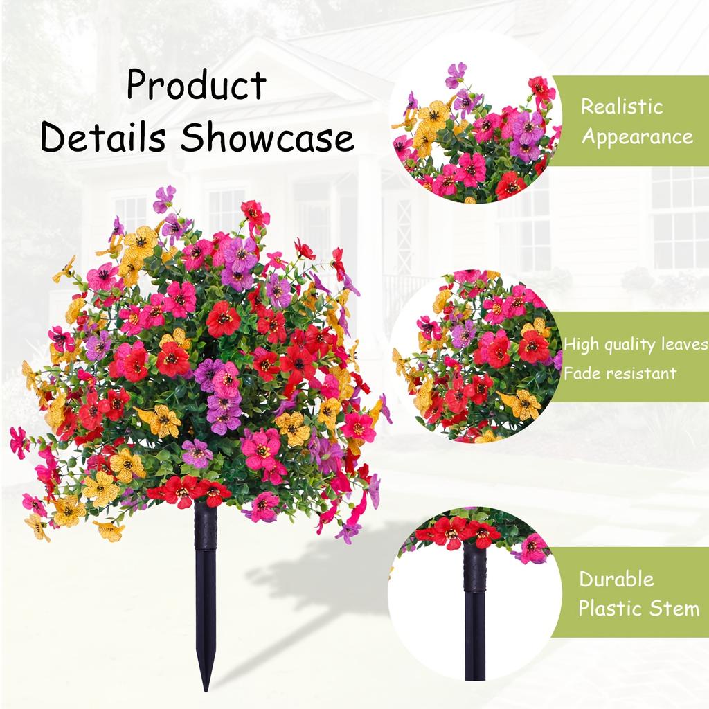 1/2PCS Artificial Violet Flower Balls with Stakes UV-Resistant Realistic Outdoor Decor for Garden, Porch, Patio, Wedding, Home