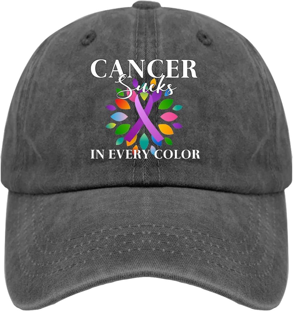 Cancer Sucks In Every Color Awareness Ribbon Baseball Cap Polyester Casual Adjustable Adult Hat
