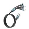 Ultra-Fast 3-in-1 Charging Cable for Apple, Type-C, and Car Use with One-to-Three Braided Design