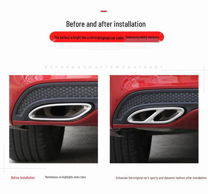 Couvercle de sortie d'échappement compatible pour Mercedes Classe A, C, E, GLC - Modification décorative à quatre sorties.