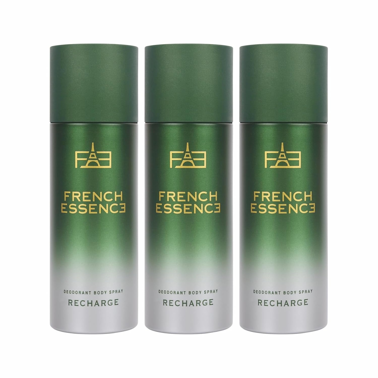 French Essence Recharge Deodorant Body Spray For Men Pack Of 3 X 150ml - 5.07 Fl.oz. Each M