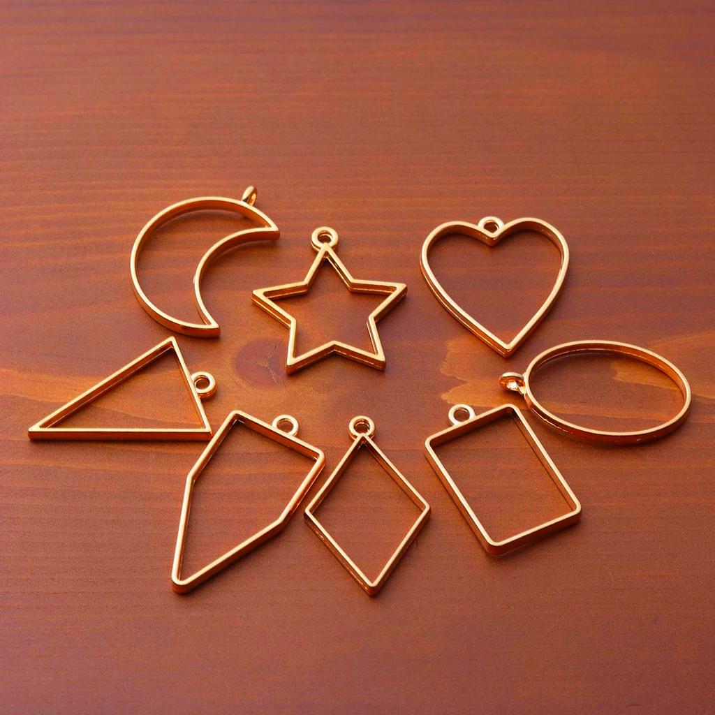 10pcs/set Geometric Figure Charm Hollow Glue Blank Pendant Tray Bezel Charms DIY Handmade Bezel Mold For Jewelry Making Wholesal