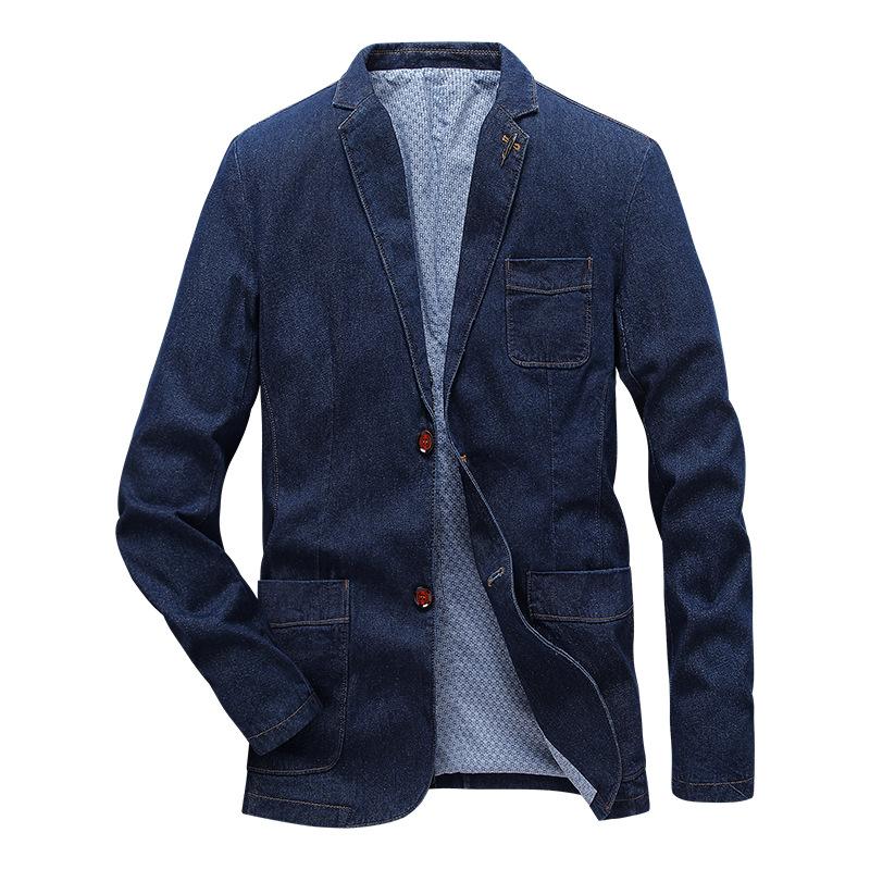M-4XL Blazer en Jean Veste Homme Coton Automne Printemps Mode Vêtements Homme Coupe Ajustée Manteaux Jean Business Costumes Décontractés Homme